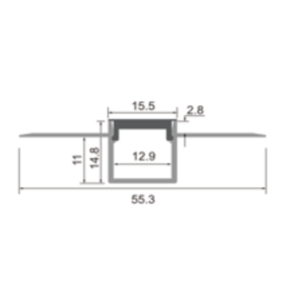 Luksus LED profielen Horizontaal buigbaar LED profiel inclusief afdekking 52,39 mm x 11 mm STUC360
