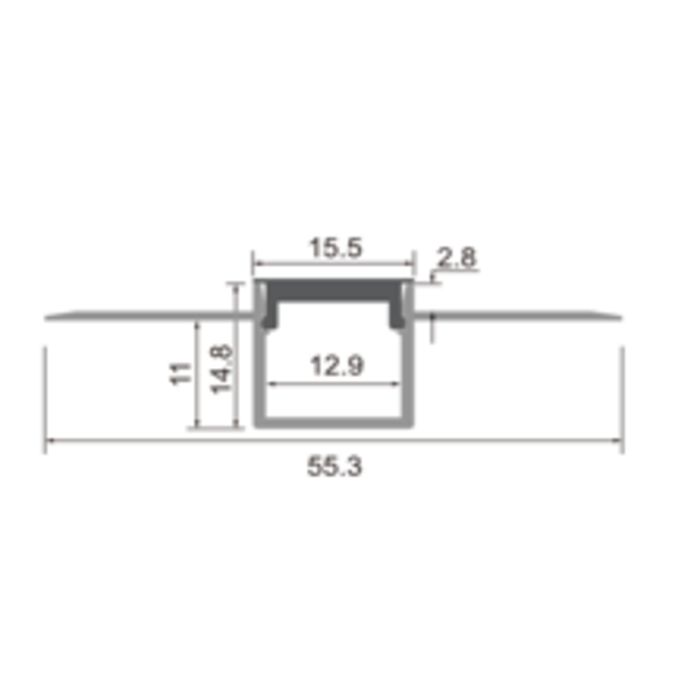 Horizontaal buigbaar LED profiel inclusief afdekking 52,39 mm x 11 mm STUC360