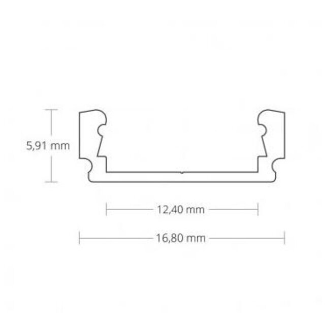 3 meter LED profiel inclusief klikafdekking 16,8mm x 6,47mm - 01ALU