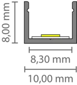 Wit SLIM LED profiel met klikafdekking 10 mm x 8 mm - SLIM308WIT