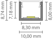 Zwart SLIM LED profiel met klikafdekking 10 mm x 8 mm - SLIM308ZWART