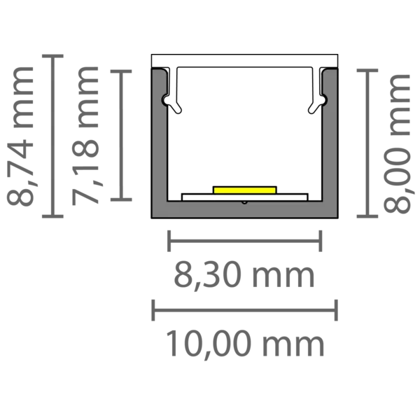 Luksus LED profielen Zwart SLIM LED profiel met klikafdekking 10 mm x 8 mm - SLIM308ZWART