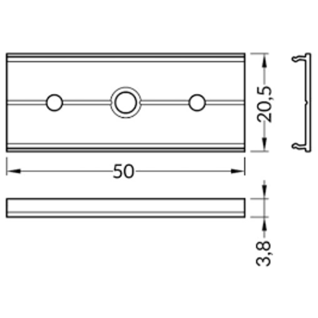 Extra lange montageklem voor 09ALU,09WIT, 09ZWART LED profiel