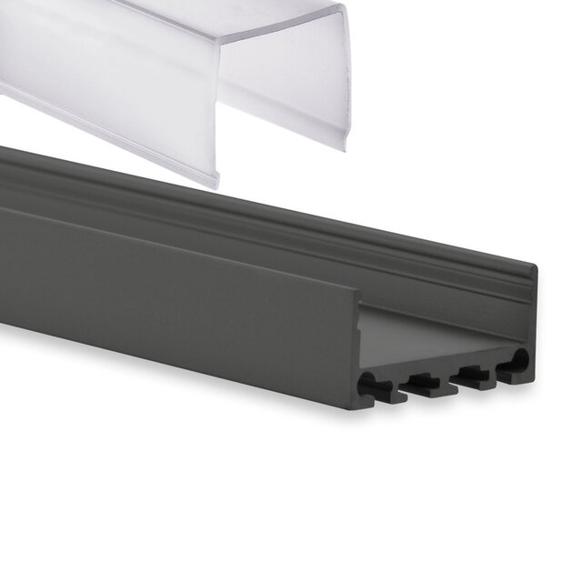Zwart LED XL profiel met klikafdekking  26,79mm x 11,69mm - XL04ZWART