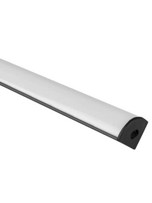 Zwart LED hoekprofiel inclusief kwart ronde klikafdekking 16mm x 16mm - C10ZWART