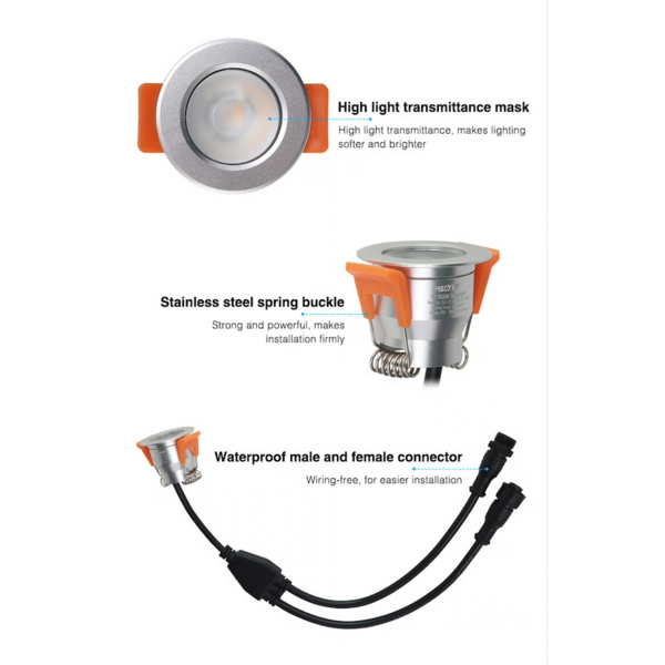 Miboxer LED mini spot - 2000 kelvin extra warm wit - waterdicht IP66 - Miboxer SL1-12-2000K