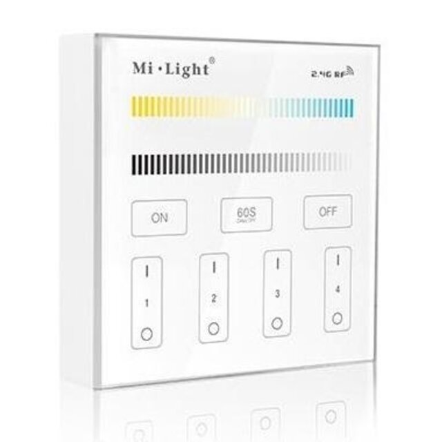Dual white LED wanddimmer – Bedraad - 4 zone - Wandpaneel - Miboxer T2 Wit