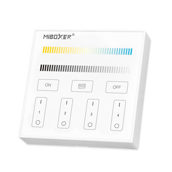 Miboxer Dual white LED wanddimmer – Bedraad - 4 zone - Wandpaneel - Miboxer T2 Wit