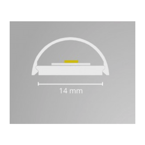 Luksus LED profielen Buigbaar LED profiel 2 meter met halfronde opaal klikafdekking 14ALU - 2 mm x 14,4 mm