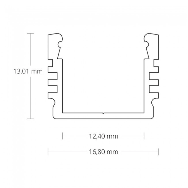 Luksus LED profielen Wit opbouw LED profiel inclusief klikafdekking 16,8mm x 13,01mm - 02WIT