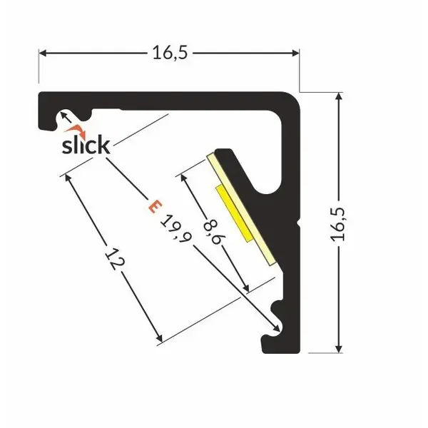 Luksus LED profielen LED hoekprofiel inclusief afdekking 16,5mm x 16,5mm - C12ALU