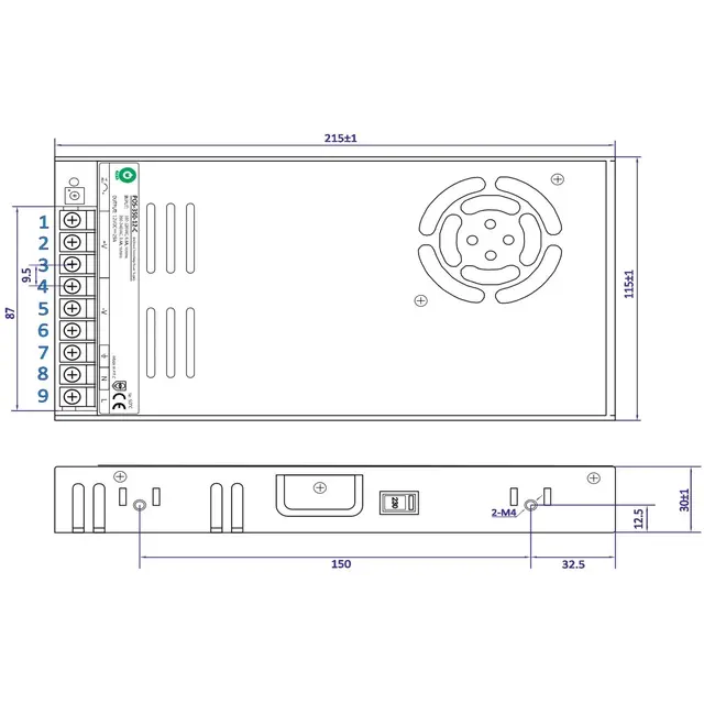 LED voeding 24v 350w 14,58 Ampère - IP20 - POS-350-24-C