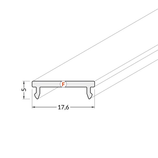 Luksus LED profiel losse afdekking 2 meter Losse LED profiel klikafdekking – Opaal – 09ALU, 09WIT, 09ZWART, 09INBOUW -  F CLICK