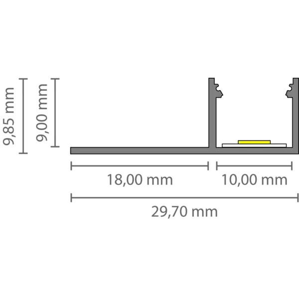 Luksus LED profielen Extra smal LED tegel en stuc profiel inclusief klikafdekking  29,70mm x 9,85mm - SLIMSTUC300