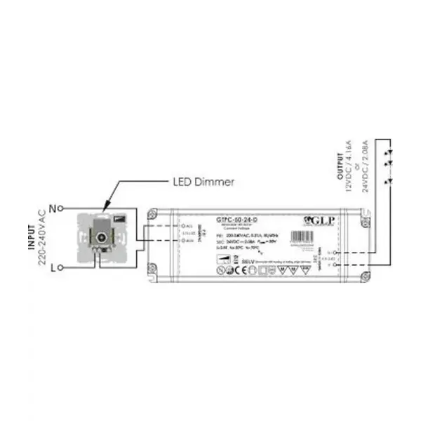 Luksus LED voeding LED voeding 12v 50w dimbaar – fase afsnijding - IP20 - GTPC-50-12-D