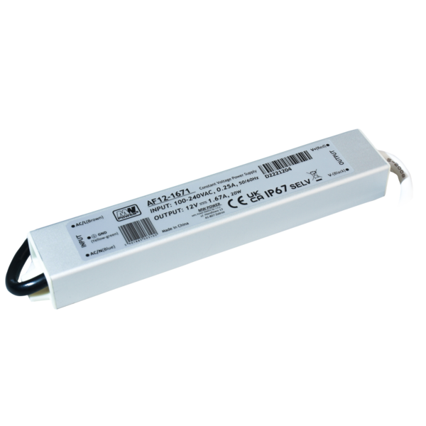 Luksus LED voeding LED voeding 15W 12VDC 1,25A CV – Waterdicht IP67 – AF12-1251