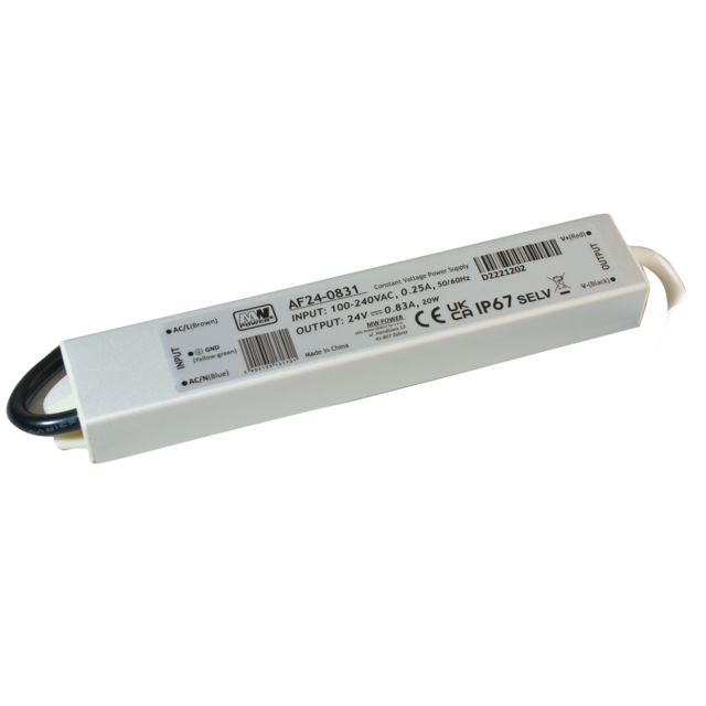 LED voeding 15W 24VDC 0,62A CV – Waterdicht IP67 –AF24-0625
