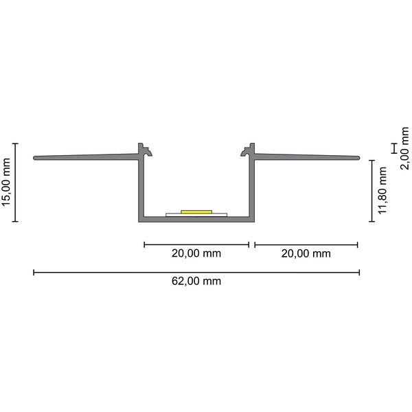 Luksus LED profielen Trimless LED stucprofiel inclusief klikafdekking 62 mm x 15 mm - Trimless400
