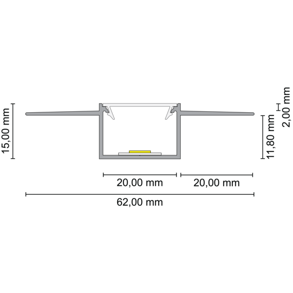 Luksus LED profielen Trimless LED stucprofiel inclusief klikafdekking 62 mm x 15 mm - Trimless400