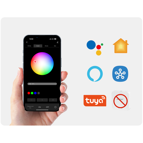 Miboxer Thread over Matter LED controller 5 in 1 - voor Single Color/Dual White/RGB/RGBW/RGBWW/RGBCCT LED strips 12-24-48v  - THREAD-OVER-MATTER