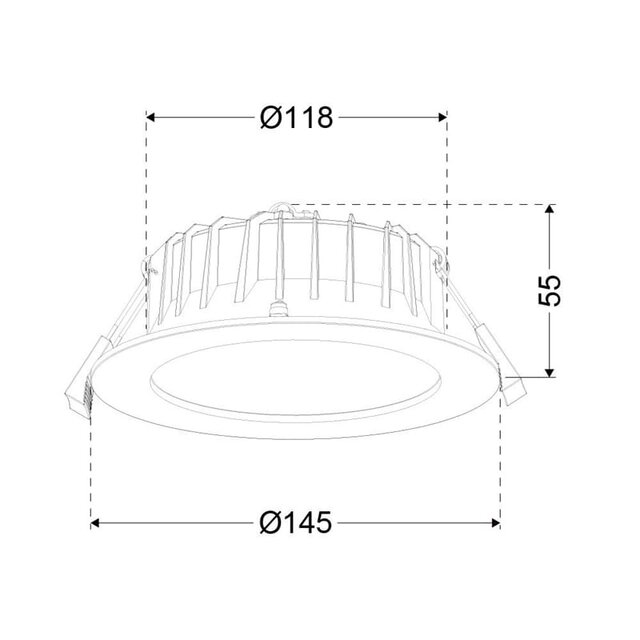 Refl downl mat-Ø145 mm-zwart-3-CCT-260 mA-zonder driver