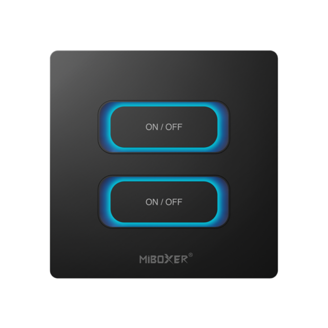 Zwarte draadloze LED Wanddimmer 2-voudige slimme schakelaar (TUYA, Zigbee 3.0 + 2.4G) - ESZ2