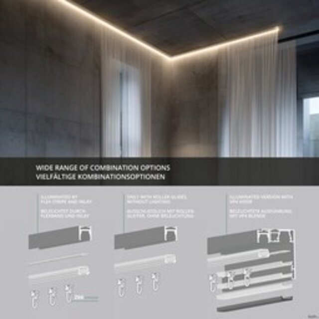 Gordijnrail LED profiel 200cm GR2-Wit