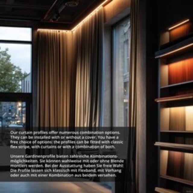 Gordijnrail LED profiel 200 cm GR2 – Zwart