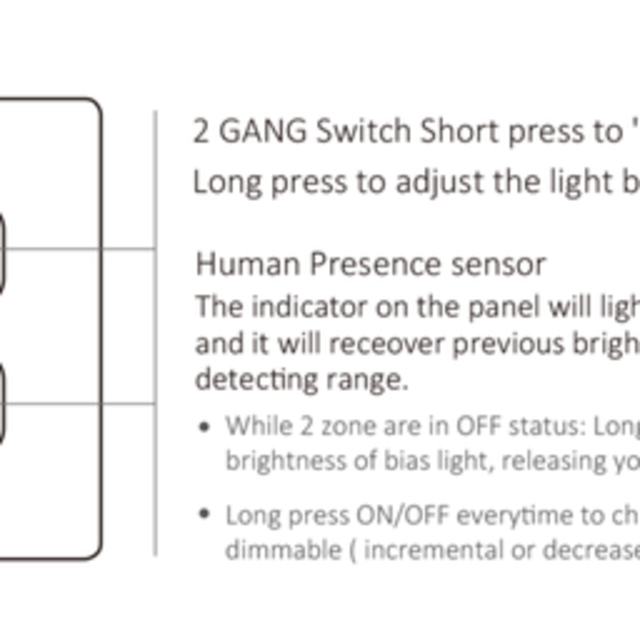 Zwarte draadloze LED Wanddimmer 2-voudige slimme schakelaar 2.4Ghz - ESR2T