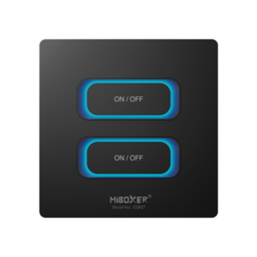 Zwarte draadloze LED Wanddimmer 2-voudige slimme schakelaar 2.4Ghz - ESR2T