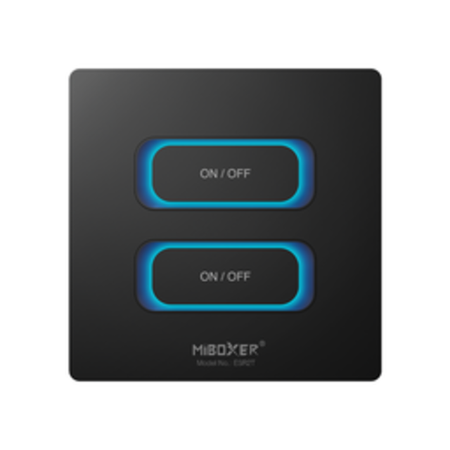 Zwarte draadloze LED Wanddimmer 2-voudige slimme schakelaar 2.4Ghz - ESR2T