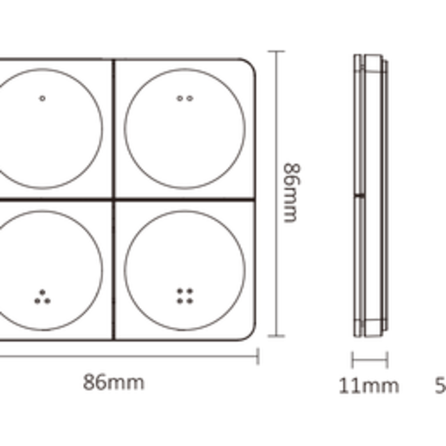 4-voudig draadloos LED Wanddimmer - ZWART K4
