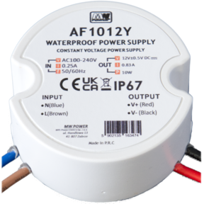 Wandcontactdoos Mini LED voeding 10 watt 12 volt 0,83 Ampère – IP67 waterdicht – AF1012Y