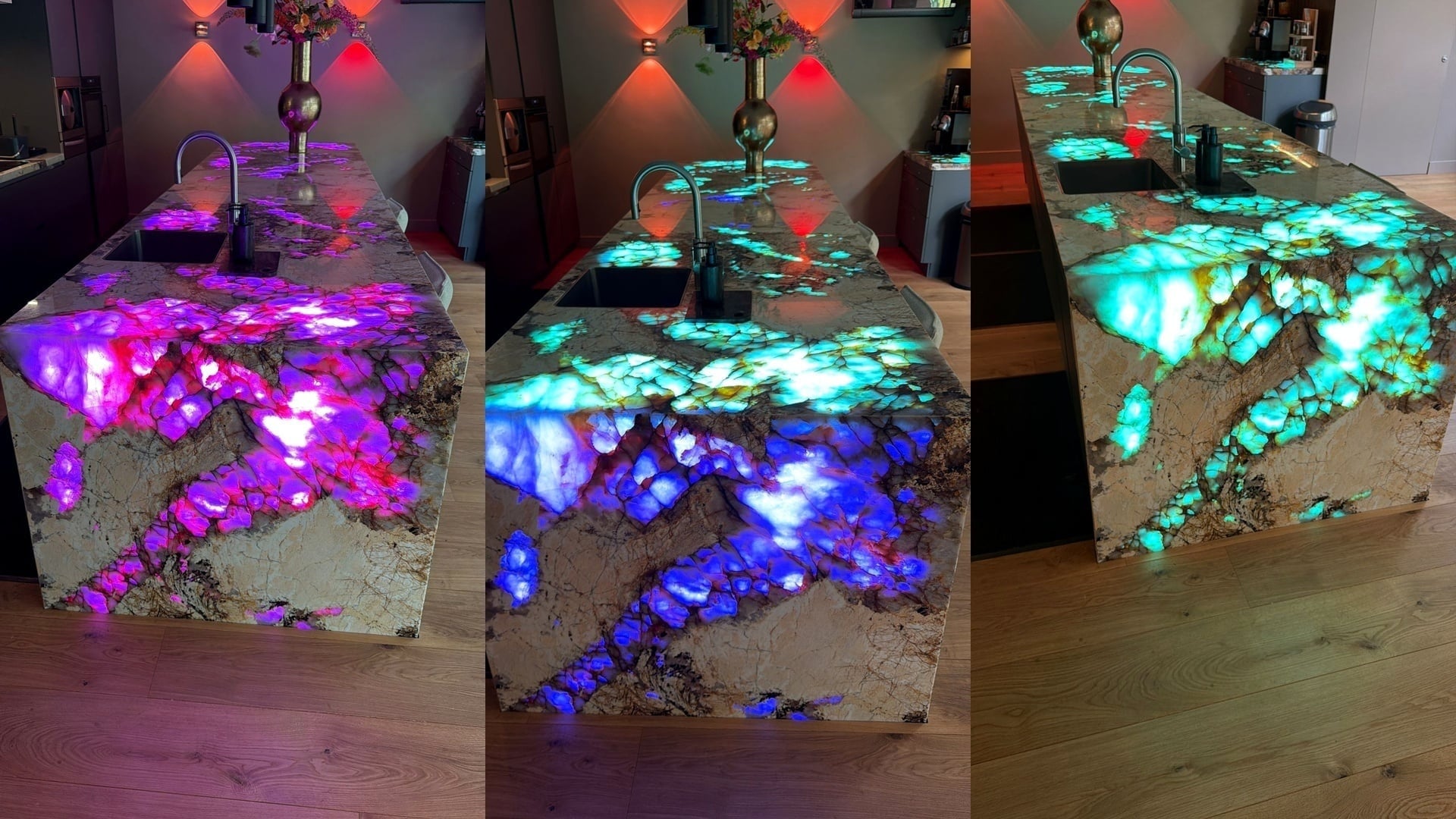 LED Sheet Natuursteen keuken verlicht in Boxmeer