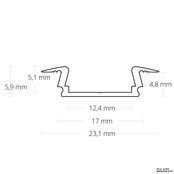 LED inbouw profiel inclusief klikafdekking 23,07mm x 5,91mm - 08ALU