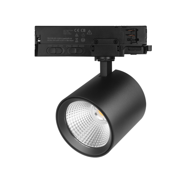 3-fase rail spot - ZWART - instelbaar - 10W/20W/30W 38° - JASMIN - 2700/3000/4000K