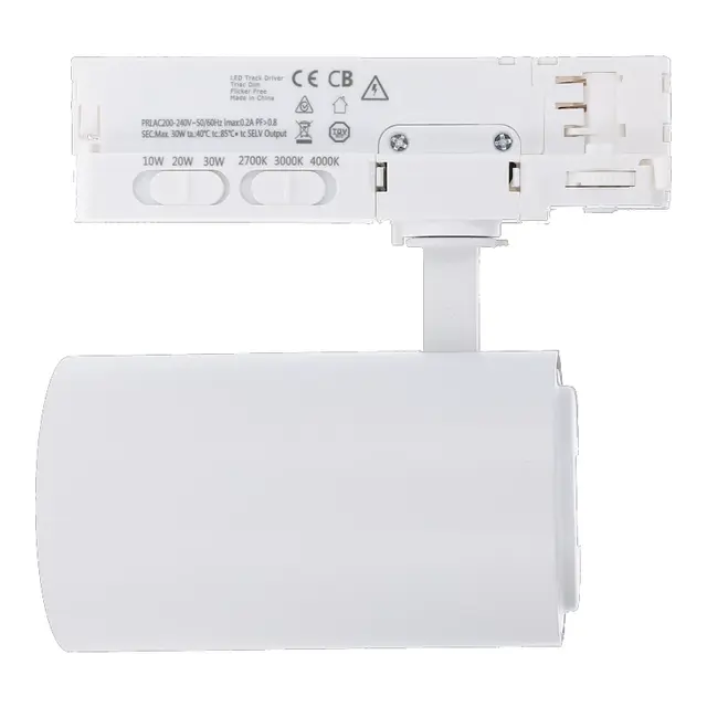 3-fase rail spot - WIT -  instelbaar - 10W/20W/30W 38° - ROSA - 2700/3000/4000K