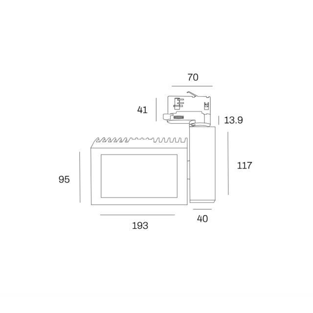 3-fase rail wallwasher spot - WIT - 32W 70° - VELA WALLWASHER