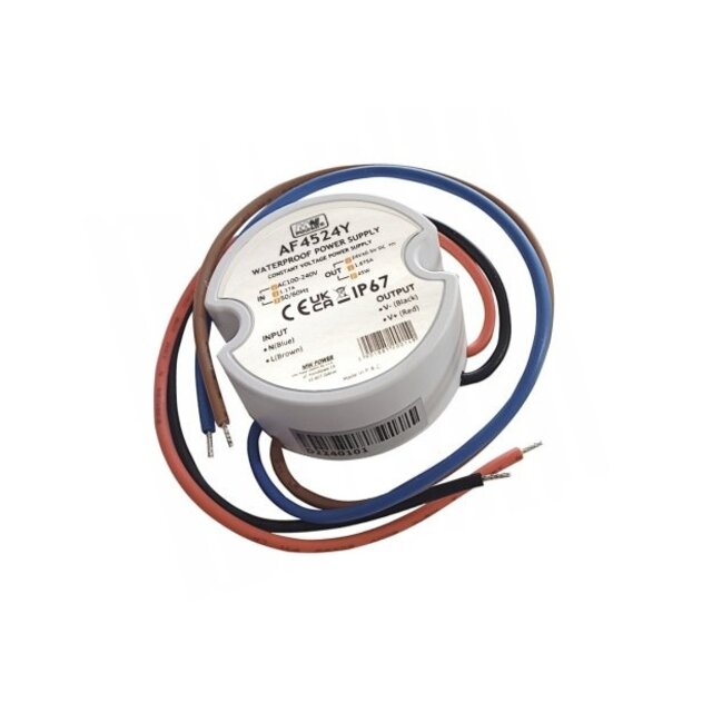 Wandcontactdoos Mini LED voeding 45 watt 24 volt 1,87 Ampère – IP67 waterdicht – AF4524Y