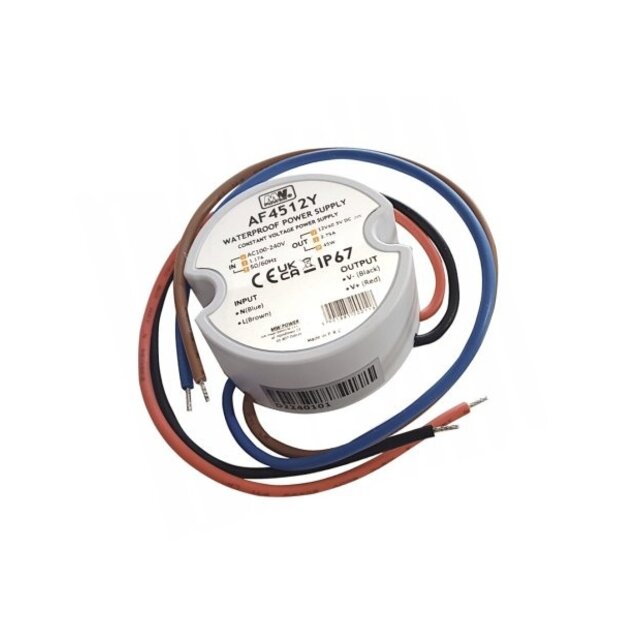 Wandcontactdoos Mini LED voeding 45 watt 12 volt 3,75 Ampère – IP67 waterdicht – AF4512Y