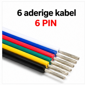 6 aderige - 6 pin - RGBCCT aansluitkabel - 1 meter tot 600m