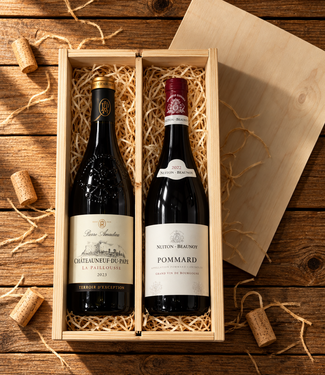 Wijngeschenk Chateau Neuf du Pape & Pommard 2 flessen in kist