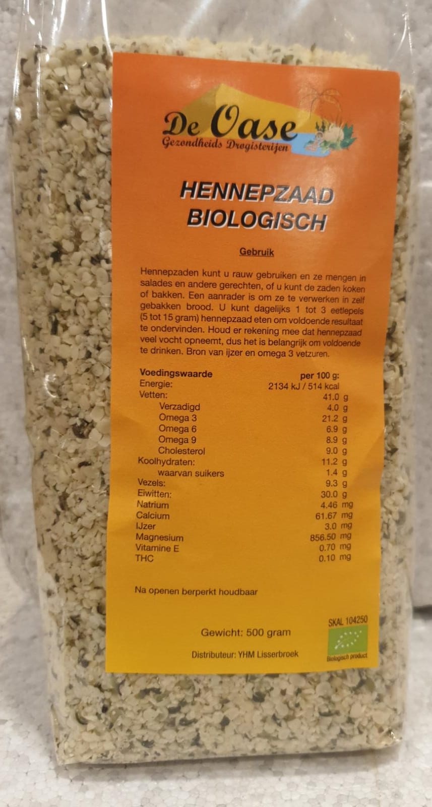 De Oase voedingssupplementen Hennepzaad Biologisch - De Oase Drogisterijen
