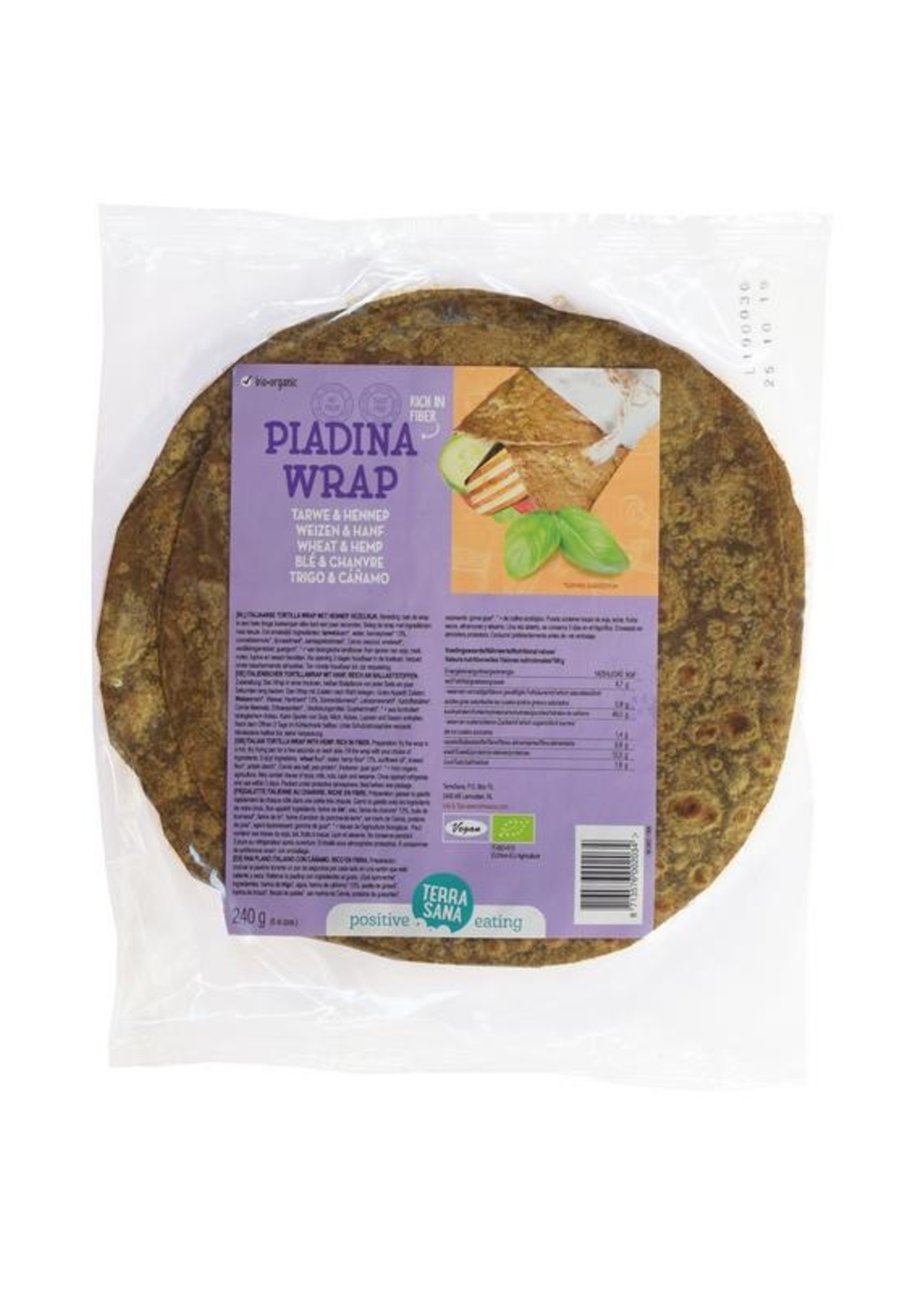 Terrasana Piadina wraps tarwe hennep bio Terrasana 240g