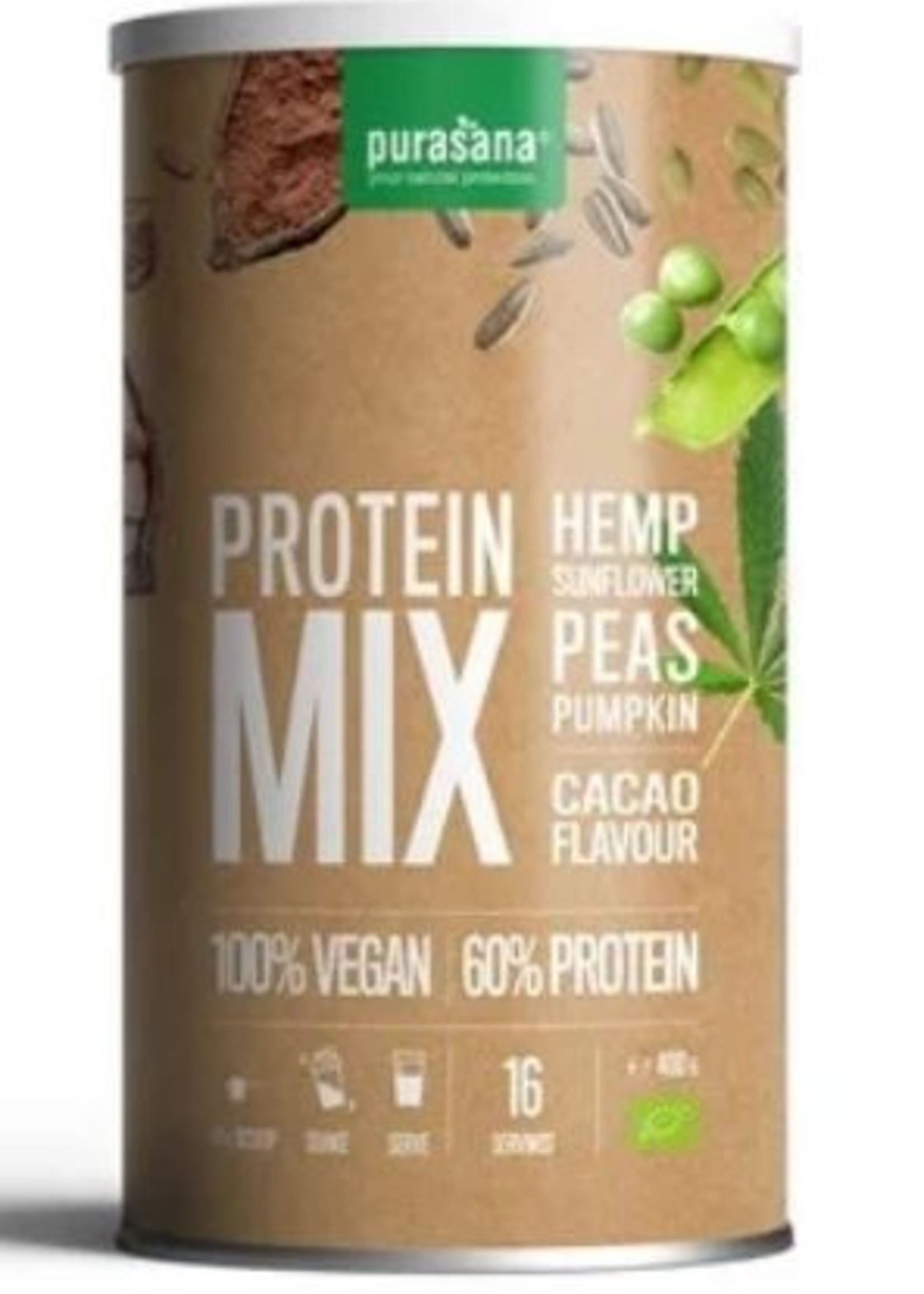 Purasana Protein mix pea sunflower hemp cacao vegan bio Purasana 400g