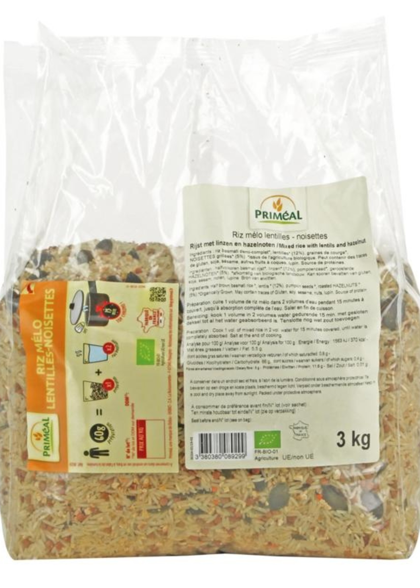 Primeal Rijst linzen hazelnoot bio Primeal 3000g