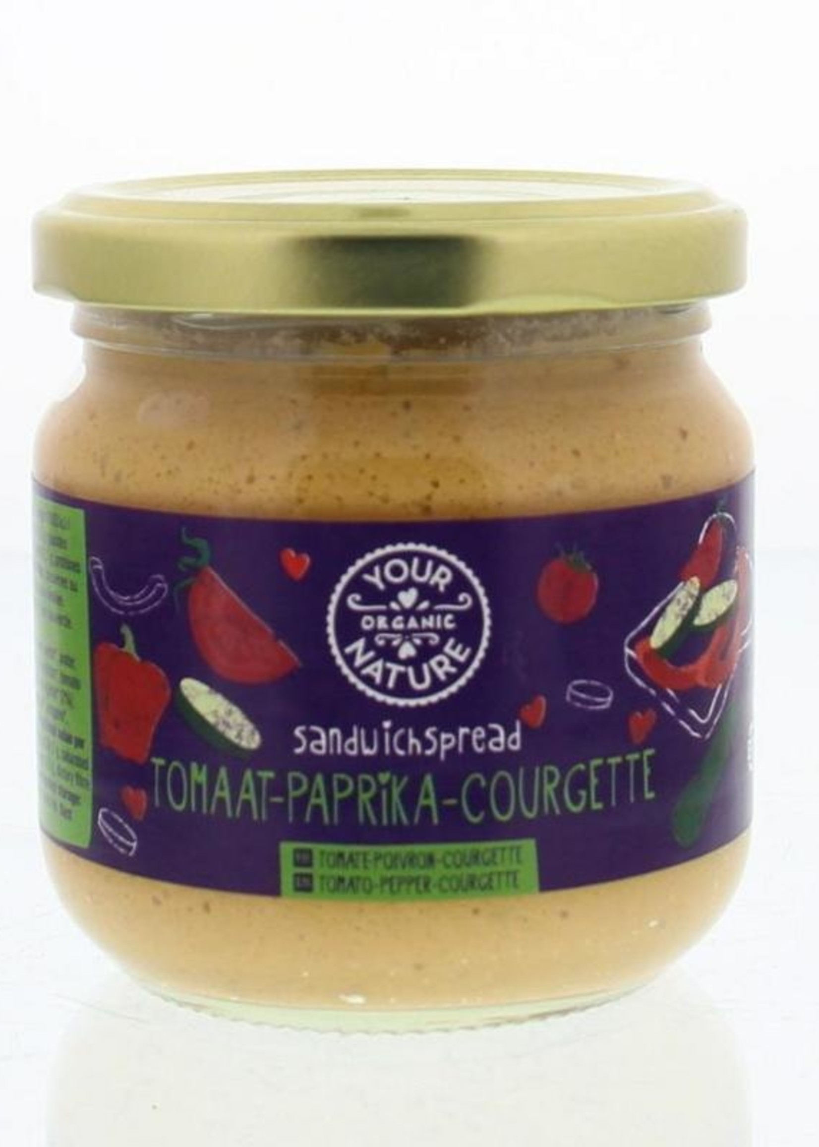 Your Organic Nat Sandwichspread tomaat paprika courgette bio Your Organic Nat 180g