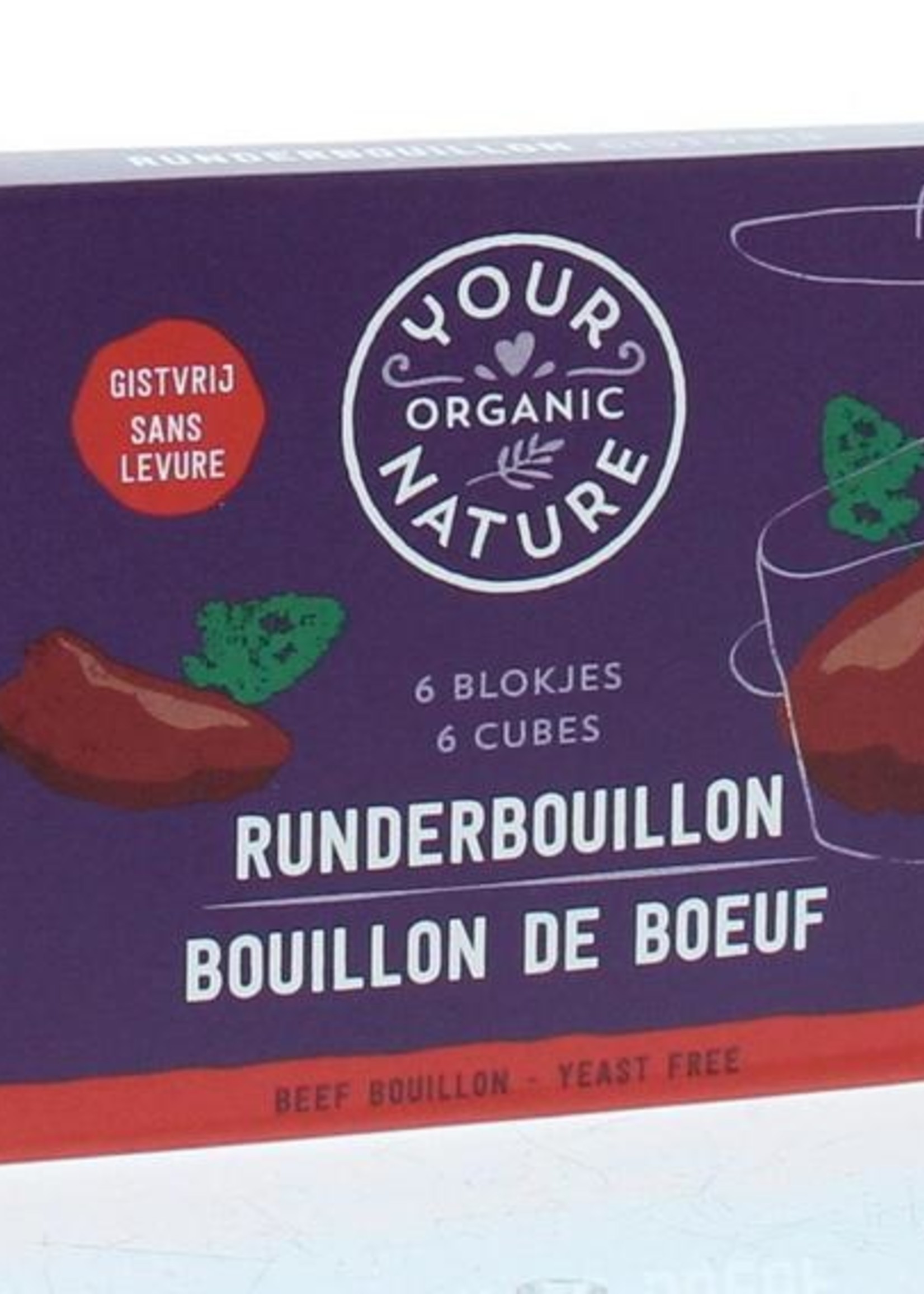 Your Organic Nat Runderbouillon helder zonder gist bio Your Organic Nat 66g