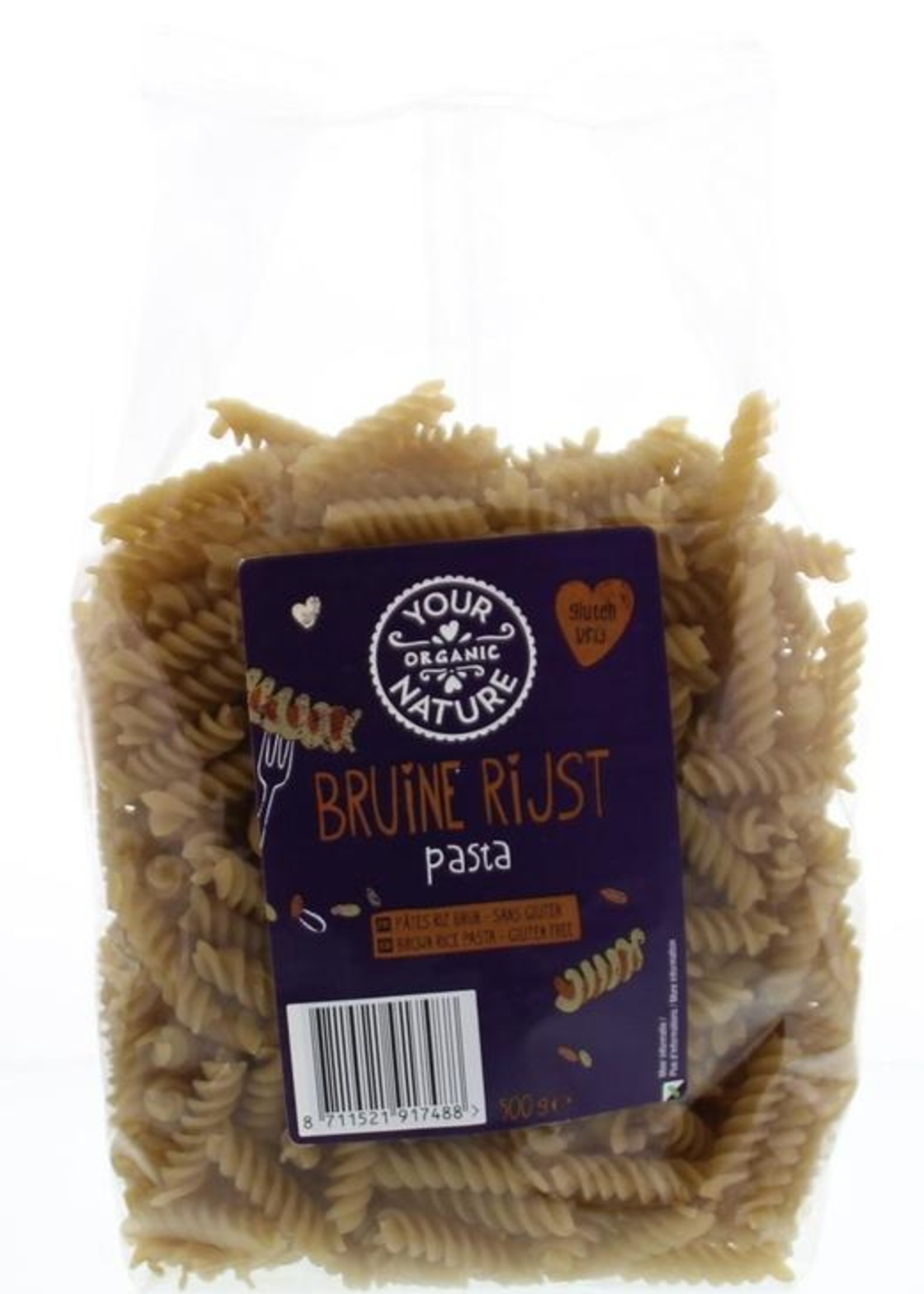 Your Organic Nat Bruine rijst pasta glutenvrij Your Organic Nat 500g