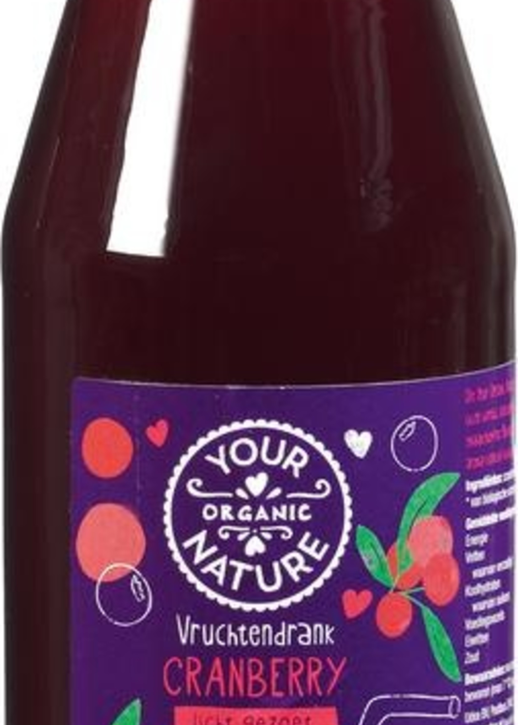 Your Organic Nat Vruchtendrank cranberry licht gezoet bio Your Organic Nat 750ml